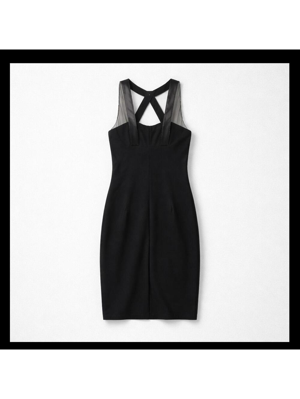 Badgley Mischka LBD  Black Formal  Mesh Strap Sheath Dress Size 4 Cocktail Party